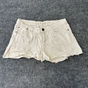 Springfield Denim Shorts Womens Size 28 Off White Cutoff Raw Hem Casual Summer